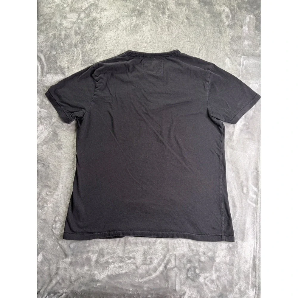 True Religion World Tour Cities Graphic Mens L Black T-Shirt Vertical Logo Print